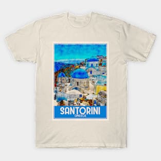 Travel Art Santorini Greece T-Shirt